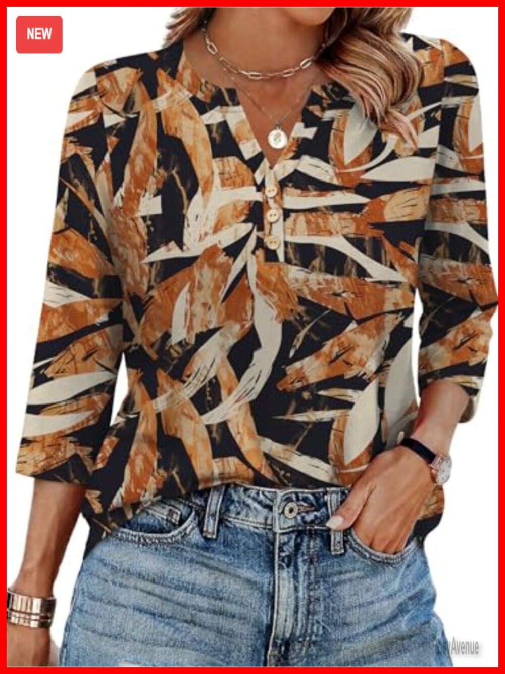 Womens Tunic Top 3/4 Sleeve V Neck Blouse Business Casual